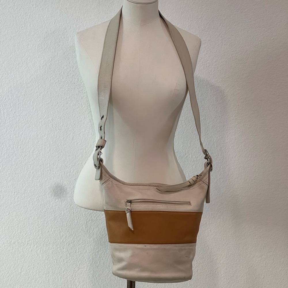 Vintage Coach Cream and Tan Crossbody Bag